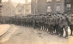 Troops-lining-up-in-Cambridge-Gardens.-1914.